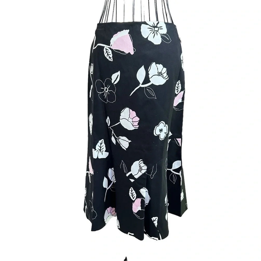 Vintage Pepita La Bambola A-Line Hip Hugger Stretch Floral Print Skirt NWT